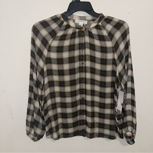 Treasure & Bond Brown Blouse with Cuffed Sleeves / S